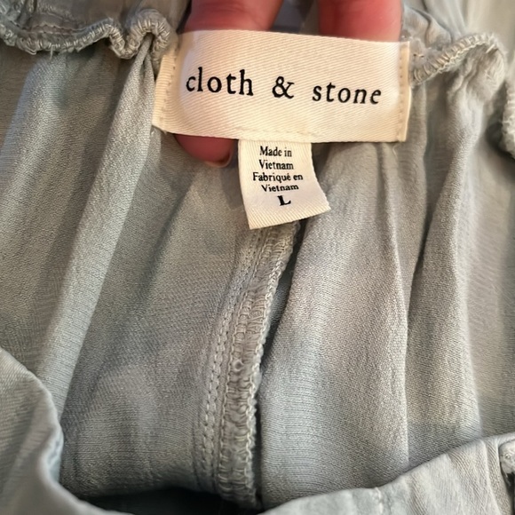 Cloth & Stone Wide Leg Pleated Satin Pant seaside mint green NWT | size Large - Picture 8 of 11